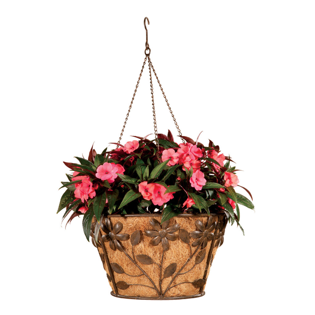 Deer Park Ironworks 16" Floral  Hanging Basket w/ Coco Liner
