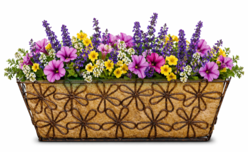 Deer Park Ironworks Small Multi-Daisy Window Box w/ Coco Liner
