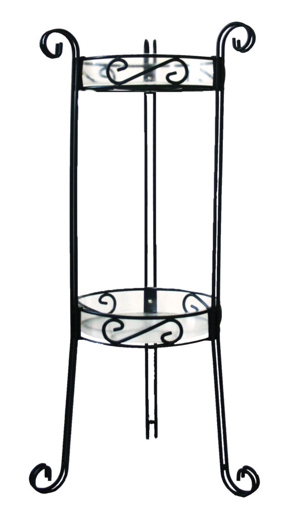 Deer Park Ironworks 2 Tier Planter Stand w/ Heavy Duty Plastic Trays